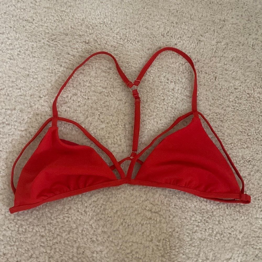 Blue Life Triangle Bikini Top Red Adjustable T-Strap - Picture 2 of 8